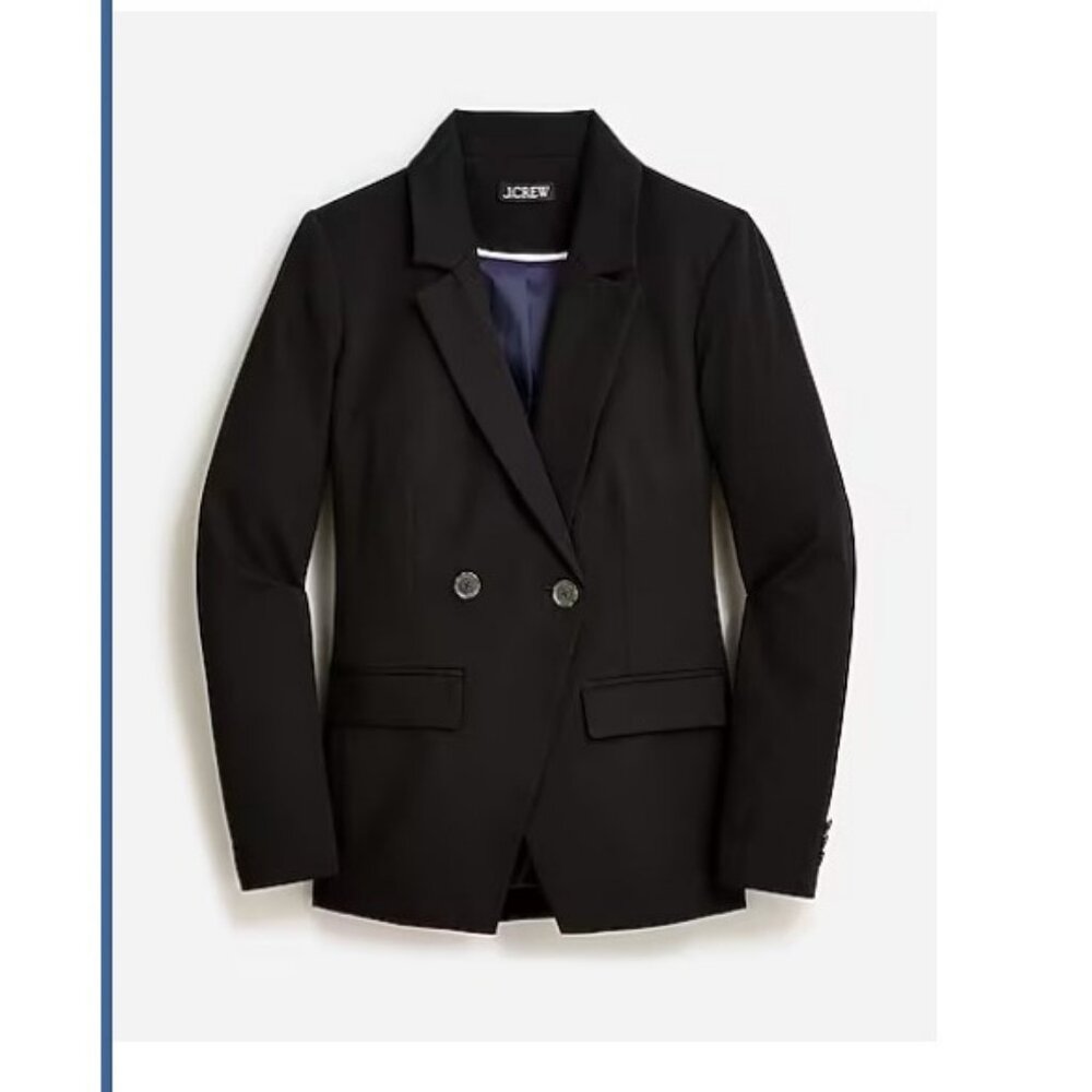 J.Crew $248 Devon Blazer Bi-Stretch Cotton Blend Black Size 14 BP412